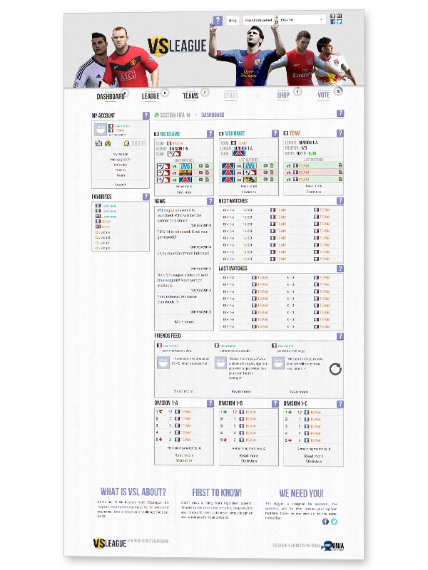 VSLeague - FIFA 14 section, banners and a public Vote page